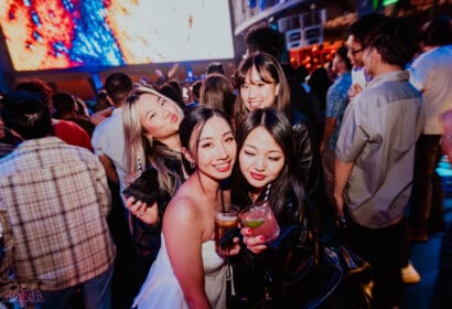 Guests posing at Elephante at Time Nightclub in Costa Mesa