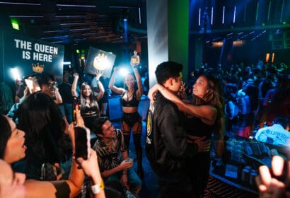 Guests posing at Elephante at Time Nightclub in Costa Mesa