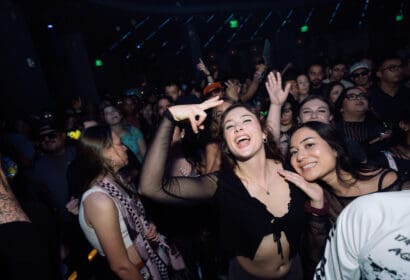 Guests posing at Reaper at Time Nightclub in Costa Mesa, CA