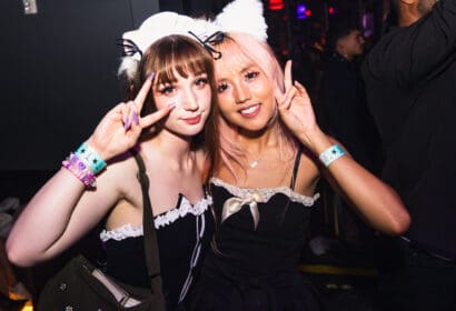 Guests posing at Wuki on Halloween Night at Time Nightclub in Costa Mesa