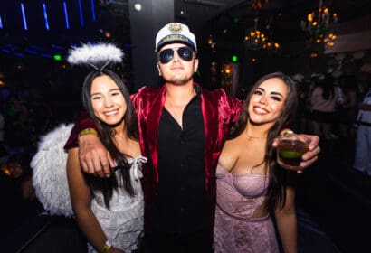 Guests posing at Wuki on Halloween Night at Time Nightclub in Costa Mesa