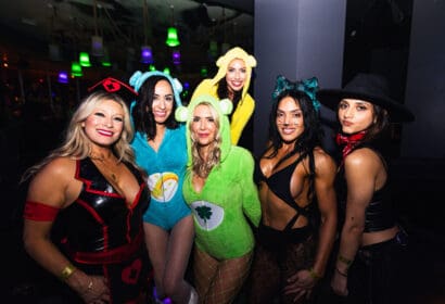 Guests posing at Wuki on Halloween Night at Time Nightclub in Costa Mesa