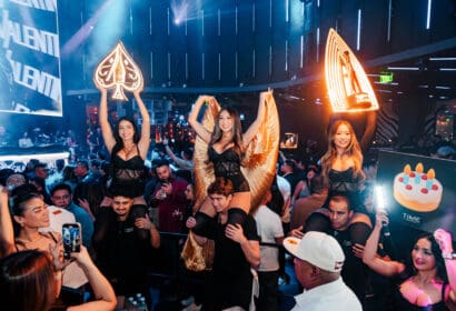 Bottle service posing at Blasterjaxx at Time Nightclub in Costa Mesa, CA