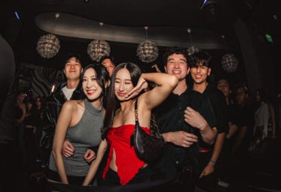 People posing at Flashback at Time Nightclub in Costa Mesa, CA