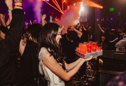 People posing at Flashback at Time Nightclub in Costa Mesa, CA