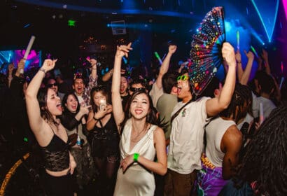 People posing at Flashback at Time Nightclub in Costa Mesa, CA