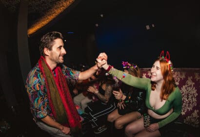 People posing at Flashback at Time Nightclub in Costa Mesa, CA