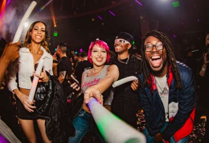 People posing at Flashback at Time Nightclub in Costa Mesa, CA