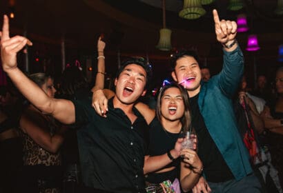 People posing at Flashback at Time Nightclub in Costa Mesa, CA