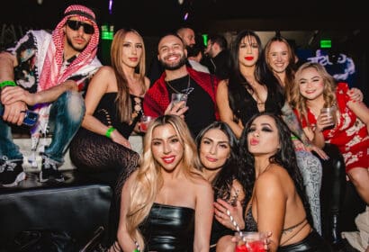 Guests posing at Habibeats at Time Nightclub in Costa Mesa, CA