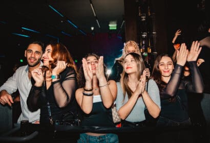 Guests posing at Habibeats at Time Nightclub in Costa Mesa, CA