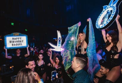 Bottle service posing at JOYRYDE at Time Nightclub in Costa Mesa, CA