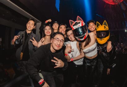 Guests posing at JOYRYDE at Time Nightclub in Costa Mesa, CA