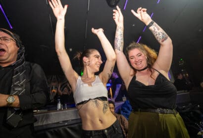 Guests posing at Paul Oakenfold at Time Nightclub in Costa Mesa, CA