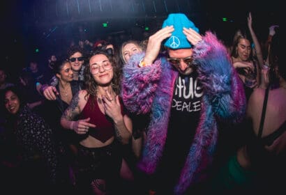 Guests posing at Kyle Watson at Time Nightclub in Costa Mesa, CA