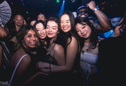 Guests posing at Kyle Watson at Time Nightclub in Costa Mesa, CA