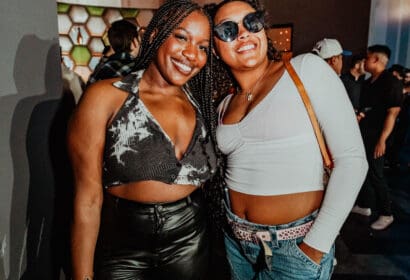 Guests posing at Time Machine at Time Nightclub in Costa Mesa, CA