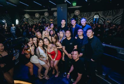 Guests posing at OhGeesy + DJ Vision at Time Nightclub in Costa Mesa, CA