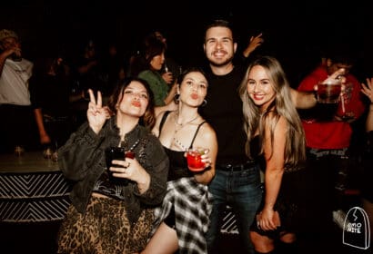 Guests posing at Emo Nite at Time Nightclub in Costa Mesa, CA