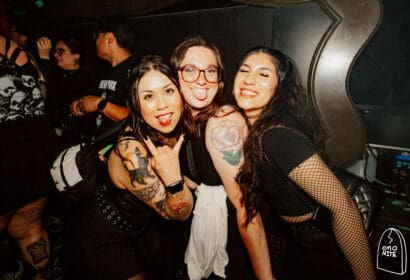 Guests posing at Emo Nite at Time Nightclub in Costa Mesa, CA