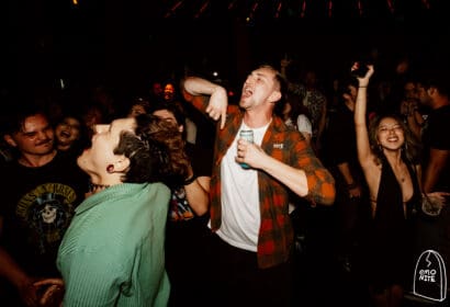 Guests posing at Emo Nite at Time Nightclub in Costa Mesa, CA