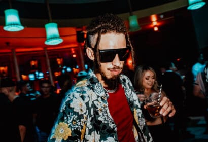 Guests posing at AC Slater at Time Nightclub in Costa Mesa, CA
