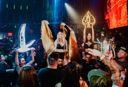 Bottle service posing at AC Slater at Time Nightclub in Costa Mesa, CA