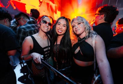 Guests posing at AC Slater at Time Nightclub in Costa Mesa, CA