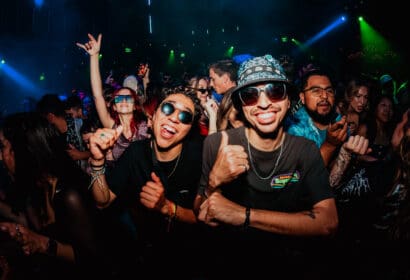 Guests posing at AC Slater at Time Nightclub in Costa Mesa, CA