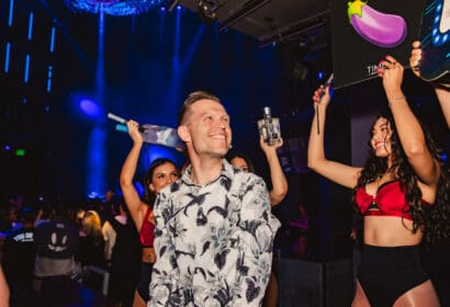 Guests posing at R3HAB at Time Nightclub in Costa Mesa, CA