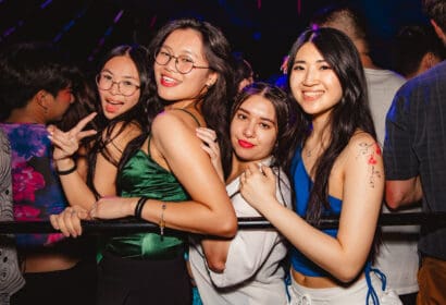 Guests posing at SABAI at Time Nightclub in Costa Mesa, CA