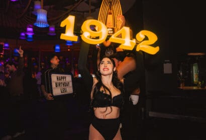Bottle service posing at Mike Sherm at Time Nightclub in Costa Mesa, CA