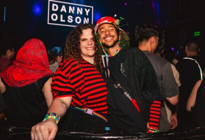 Guests posing at Blanke at Time Nightclub in Costs Mesa, CA