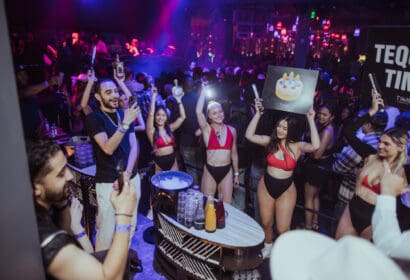 Bottle service posing at Leon Thomas at Time Nightclub in Costa Mesa, CA