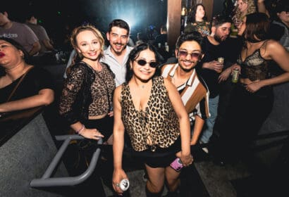 Guests posing at DJ Pauly D at Time Nightclub in Costa Mesa, CA