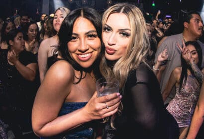 Guests posing at DJ Pauly D at Time Nightclub in Costa Mesa, CA