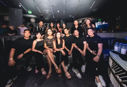 Guests posing at DJ Pauly D at Time Nightclub in Costa Mesa, CA