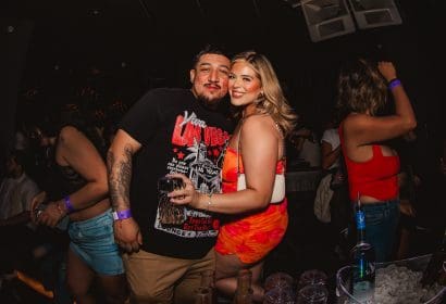 Guests posing at Ne-yo at Time Nightclub in Costa Mesa, CA