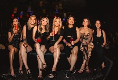 Guests posing at Ne-yo at Time Nightclub in Costa Mesa, CA