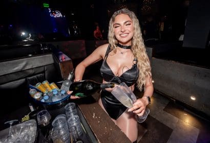 Bottle service posing at Noizu at Time Nightlclub in Costa Mesa, CA