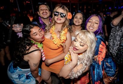 Guests posing at Noizu at Time Nightlclub in Costa Mesa, CA