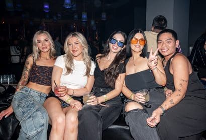 Guests posing at Noizu at Time Nightlclub in Costa Mesa, CA