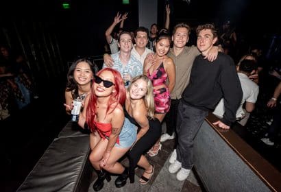 Guests posing at Noizu at Time Nightlclub in Costa Mesa, CA