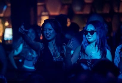 Guests posing at Noizu at Time Nightlclub in Costa Mesa, CA