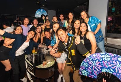 Guests posing at Elephante at Time Nightclub in Costa Mesa, CA