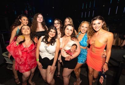 Guests posing at Elephante at Time Nightclub in Costa Mesa, CA