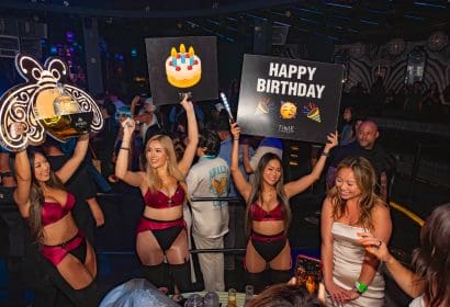 Bottle service posing at Elephante at Time Nightclub in Costa Mesa, CA