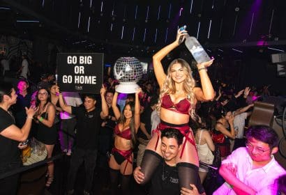 Bottle service posing at Elephante at Time Nightclub in Costa Mesa, CA