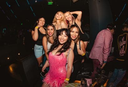 Guests posing at J. Worra at Time Nightclub in Costa Mesa, CA